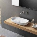 Lavabo sobre encimera de cerámica blanca de diseño moderno Made in Italy - Tune1