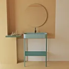 Lavabo de cerámica con estructura al suelo con estante Made in Italy - Graffa Viadurini
