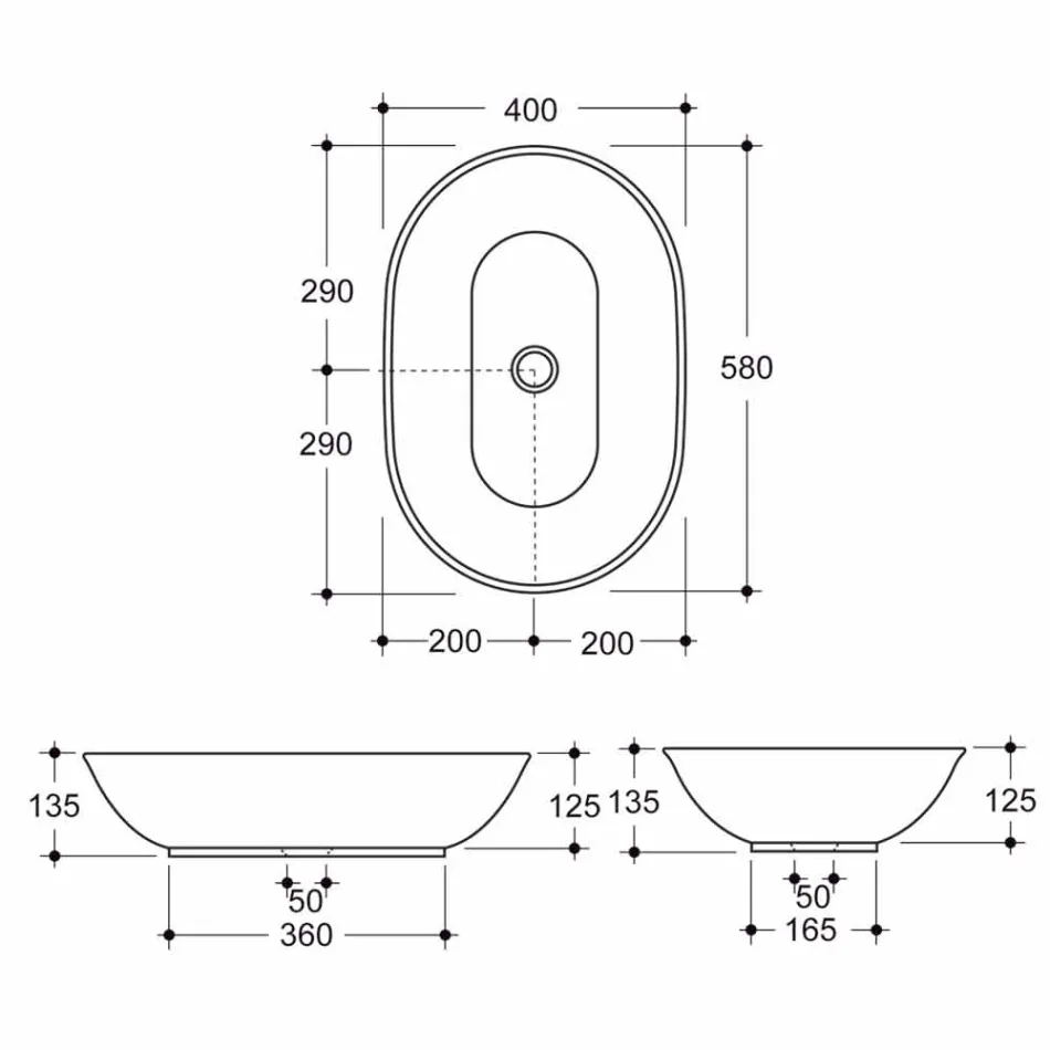 Encimera de lavabo de cerámica de diseño moderno hecha en Italia Viadurini