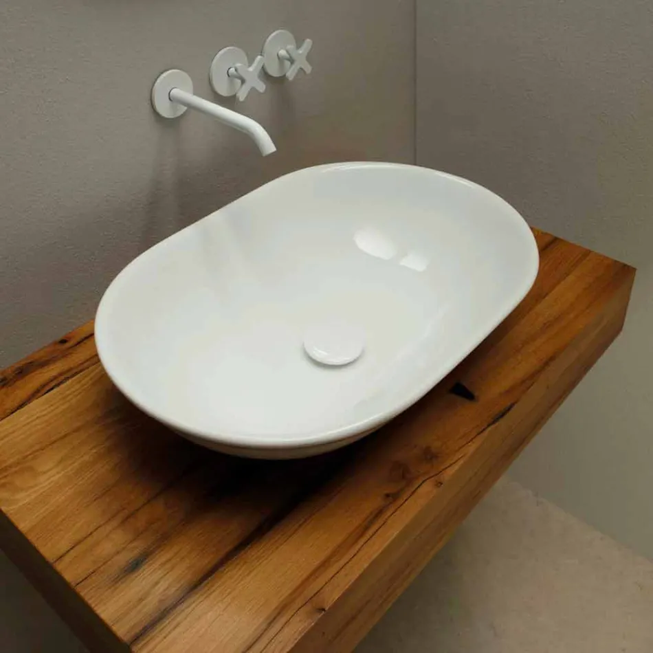 Encimera de lavabo de cerámica de diseño moderno hecha en Italia Viadurini