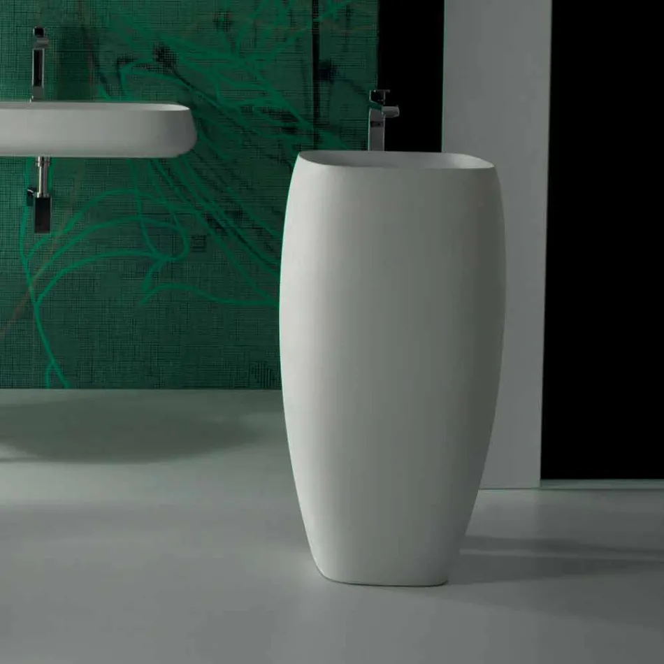 Lavabo de cerámica de diseño moderno Gaiola, hecho en Italia Viadurini
