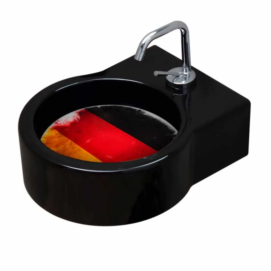 Lavabo / suspensión independiente de cerámica negra fabricado en Italia Tor Viadurini