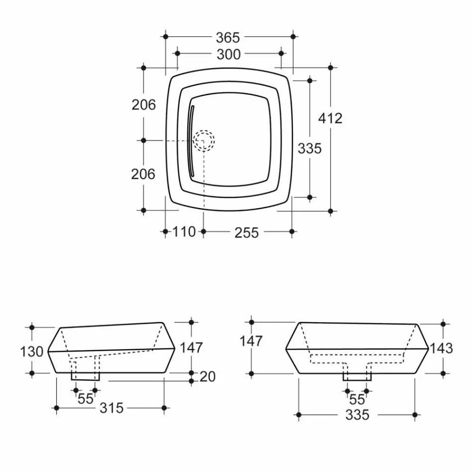 Lavabo sobre encimera de cerámica moderno fabricado en Italia Simon. Viadurini