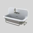 Lavabo de cerámica rectangular con base de metal suspendido Felipe Viadurini