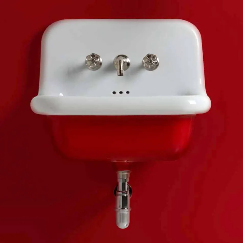 Lavabo rectangular de cerámica con fondo de color Jordan Viadurini