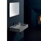 Lavabo de cerámica suspendido de diseño moderno Sun 80x45 cm, hecho en Italia Viadurini