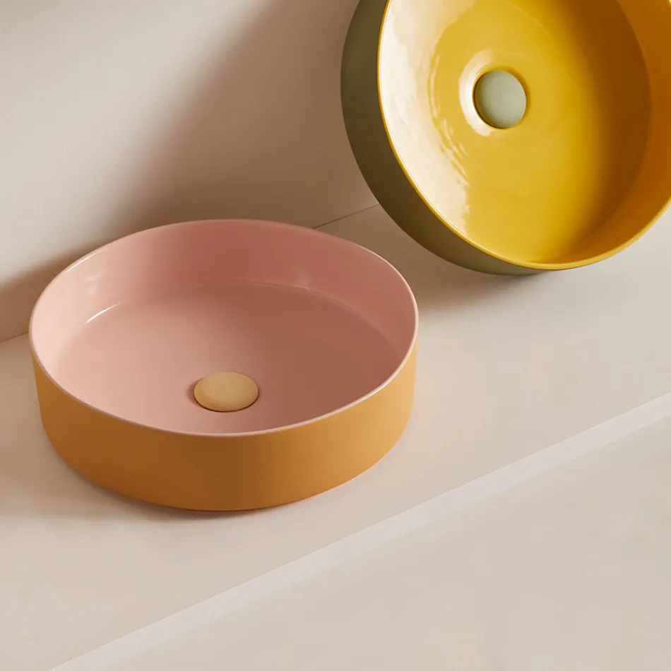 Lavabo en gres porcelánico de diferentes acabados Made in Italy - Sobre Viadurini