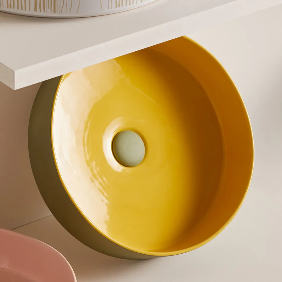 Lavabo en gres porcelánico de diferentes acabados Made in Italy - Sobre Viadurini