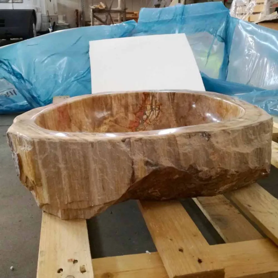 lavabo de madera fósil Contador Goa sola pieza Viadurini