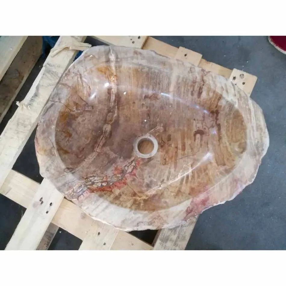 lavabo de madera fósil Contador Goa sola pieza Viadurini