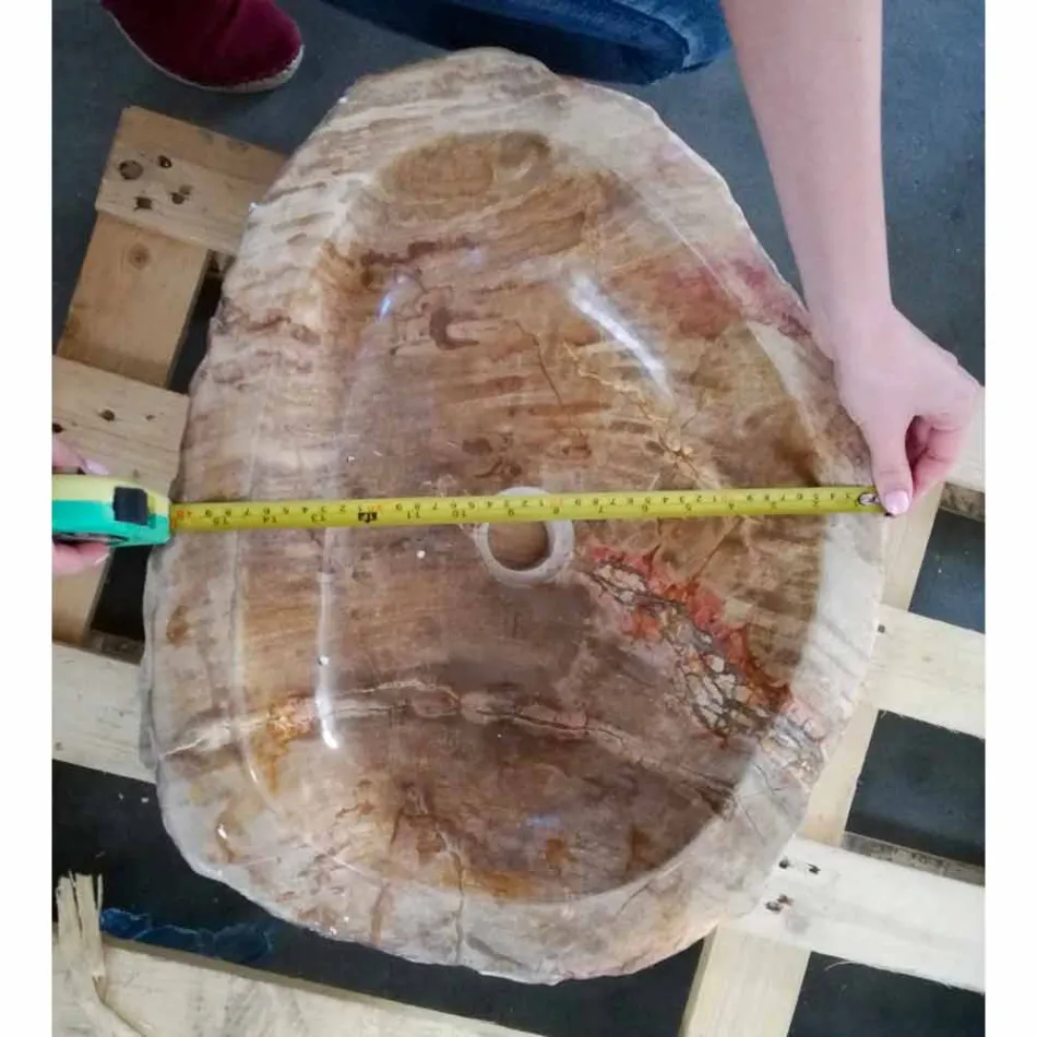 lavabo de madera fósil Contador Goa sola pieza Viadurini