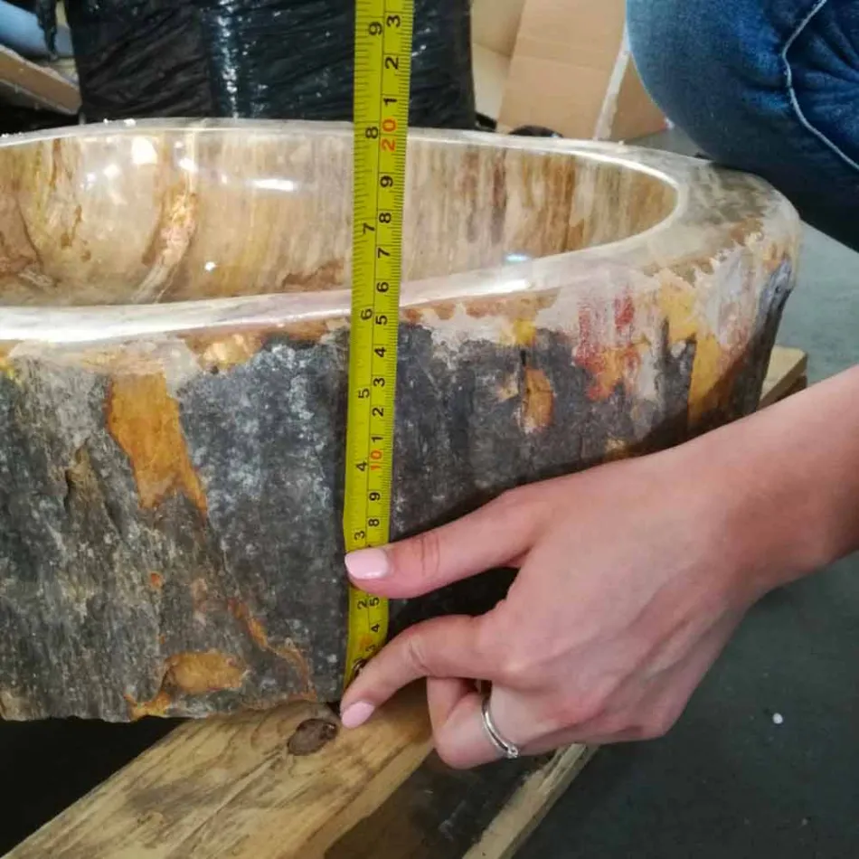 lavabo de madera fósil Contador Goa sola pieza Viadurini