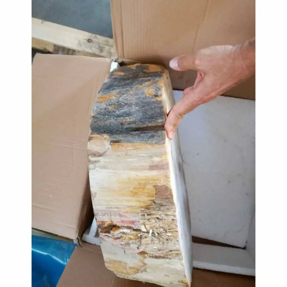 lavabo de madera fósil Contador Goa sola pieza Viadurini