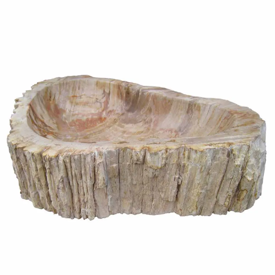 Fregadero encimera de madera fósil Goa sola pieza Viadurini