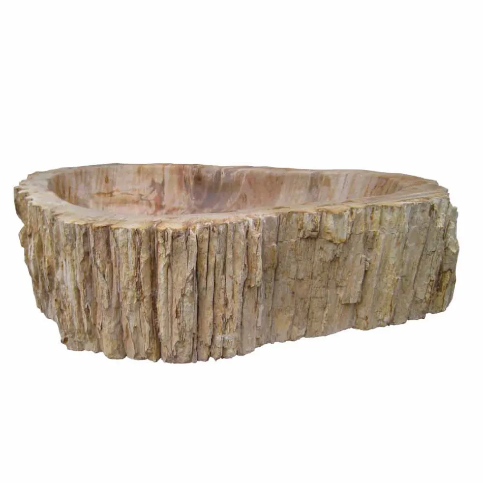 Fregadero encimera de madera fósil Goa sola pieza Viadurini