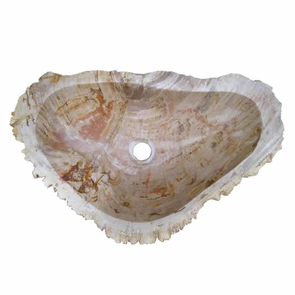 Fregadero encimera de madera fósil Goa sola pieza Viadurini