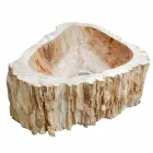 Fregadero encimera de madera fósil Goa sola pieza Viadurini