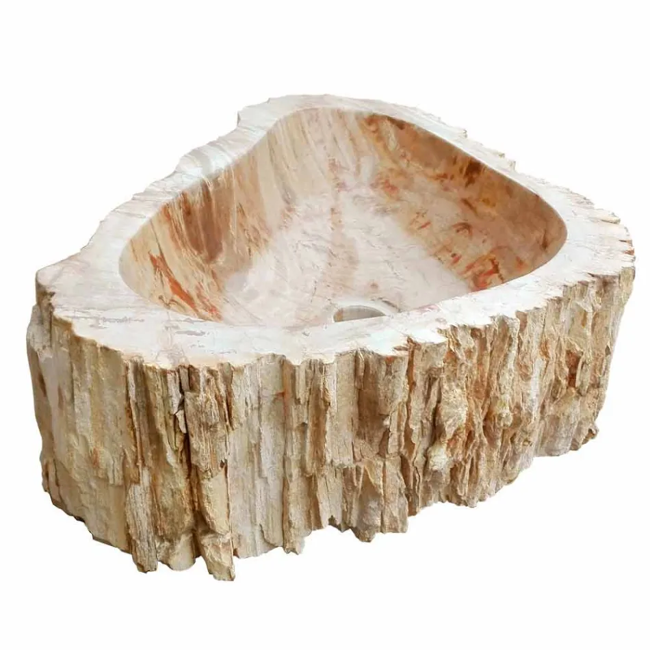 Fregadero encimera de madera fósil Goa sola pieza Viadurini