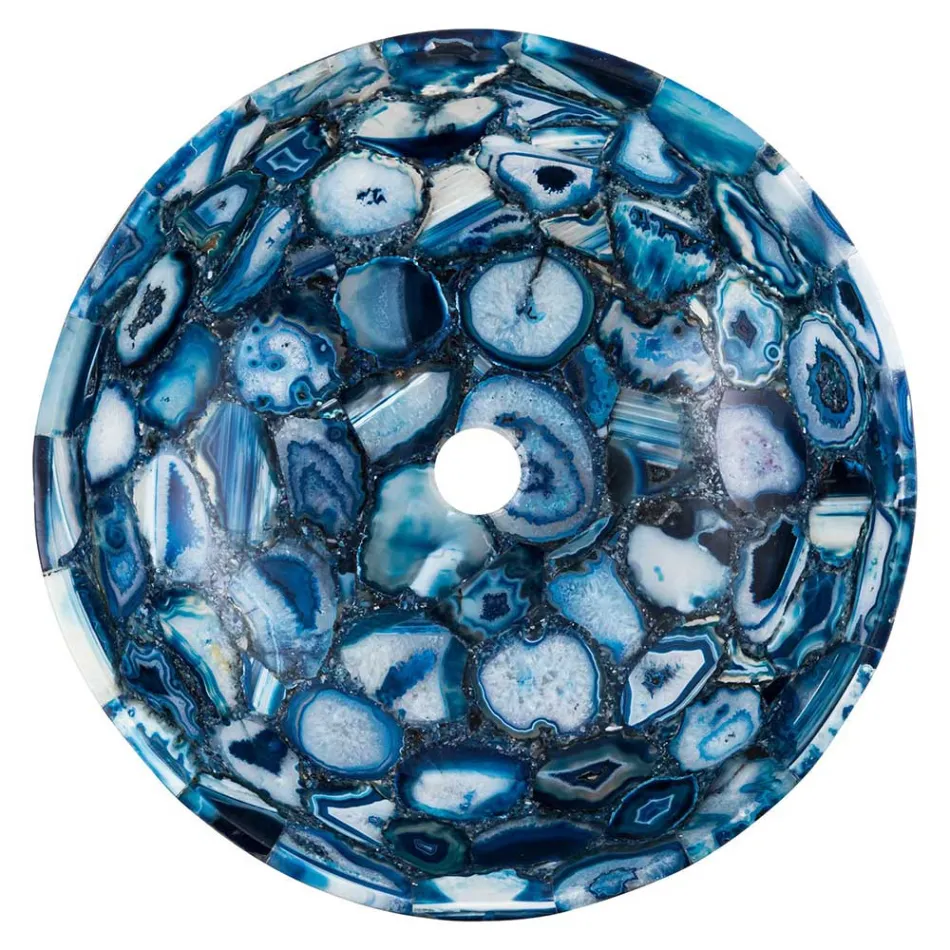 Lavabo sobre encimera Sasha en piedra ágata, pieza única hecha a mano Viadurini