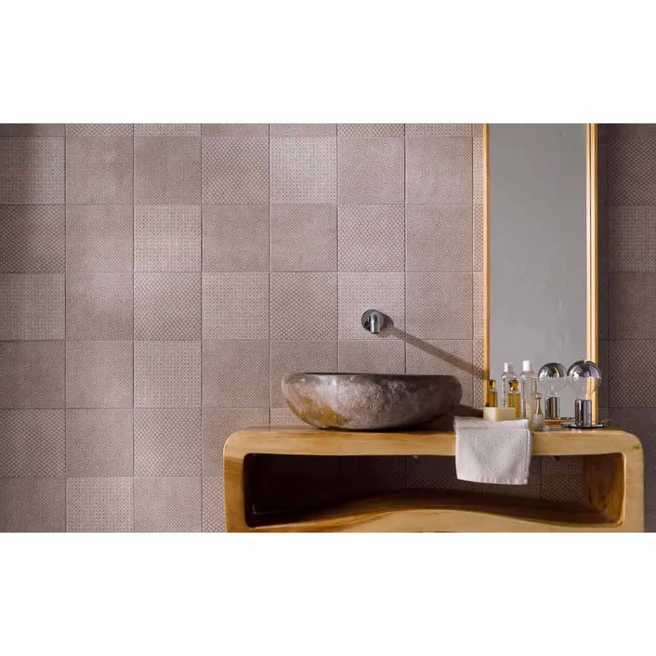 Lavabo sobre encimera hecho a mano de Pietra di Fiume - Aurea Viadurini