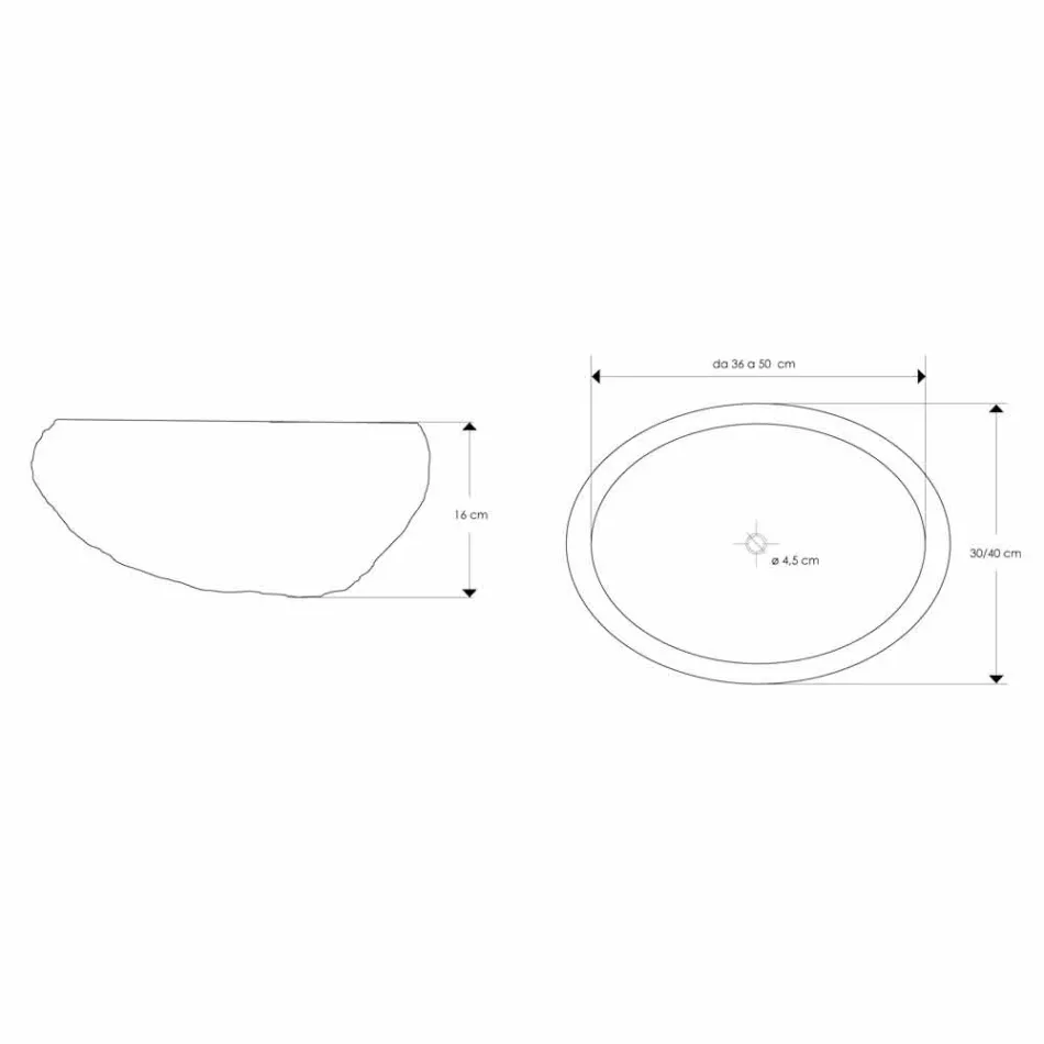Lavabo sobre encimera hecho a mano de Pietra di Fiume - Aurea Viadurini