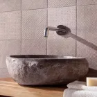 Lavabo sobre encimera hecho a mano de Pietra di Fiume - Aurea Viadurini