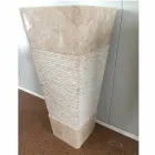 Lavabo en piedra natural, columna Robin, pieza única blanca. Viadurini