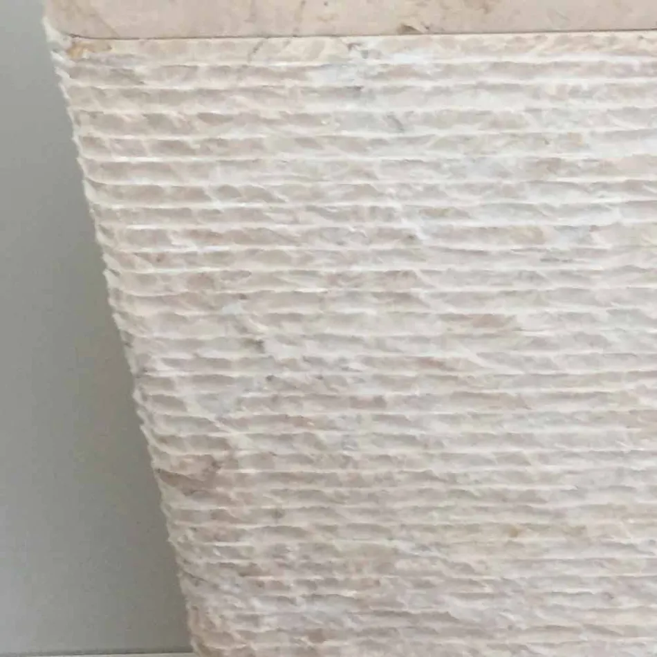 Lavabo en piedra natural, columna Robin, pieza única blanca. Viadurini