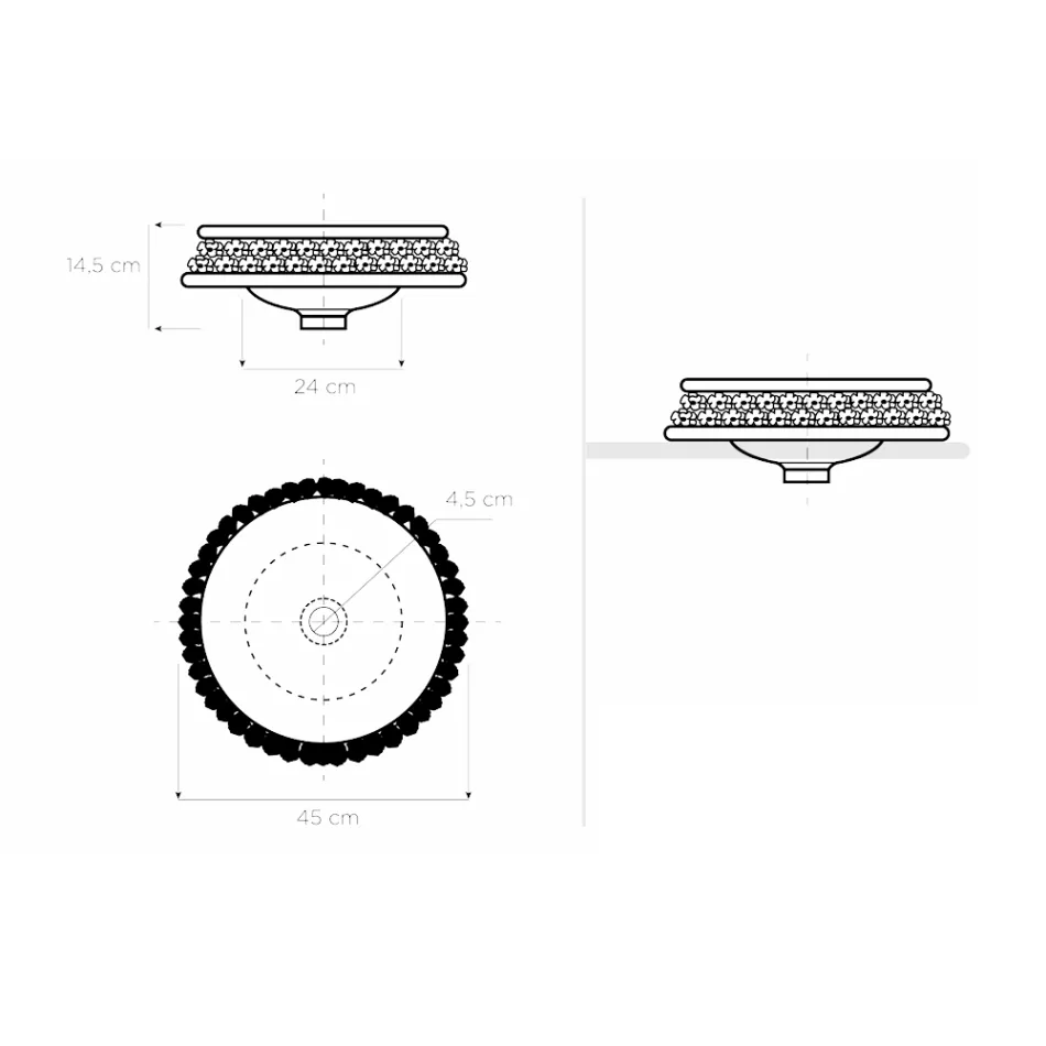 Lavabo de porcelana con pétalos aplicados a mano Made in Italy - Amarone Viadurini