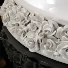 Lavabo de porcelana con pétalos aplicados a mano Made in Italy - Amarone Viadurini