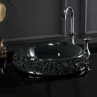 Lavabo de porcelana con pétalos aplicados a mano Made in Italy - Amarone Viadurini