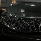 Lavabo de porcelana con pétalos aplicados a mano Made in Italy - Amarone Viadurini
