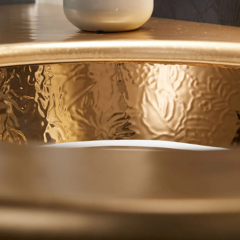 Fregadero empotrado en Fire Clay con banda en diferentes acabados Made in Italy - Erioli Viadurini