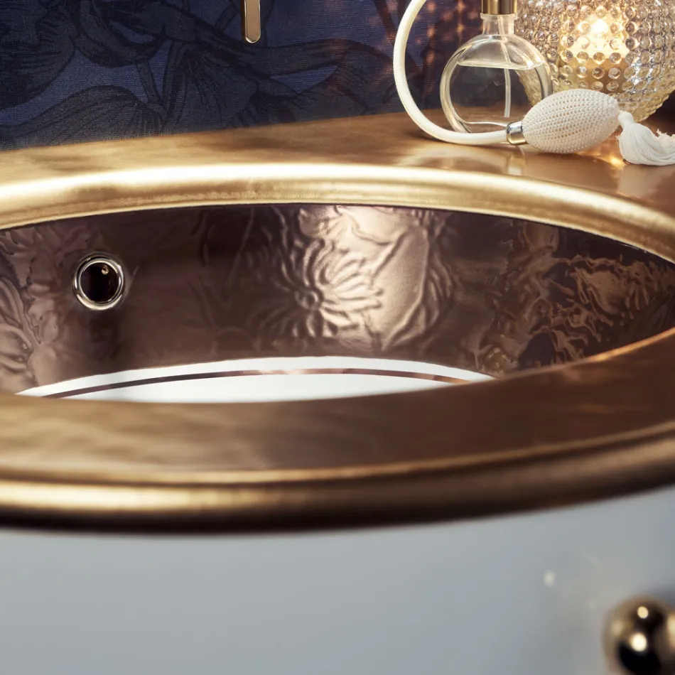 Fregadero empotrado en Fire Clay con banda en diferentes acabados Made in Italy - Erioli Viadurini