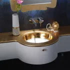 Fregadero empotrado en Fire Clay con banda en diferentes acabados Made in Italy - Erioli Viadurini