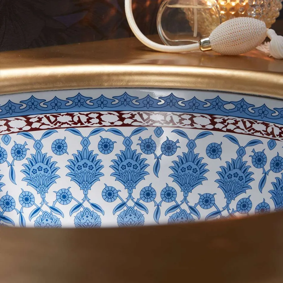 Fregadero empotrado en Fire Clay con decoración Marrakech Made in Italy - Erioli Viadurini