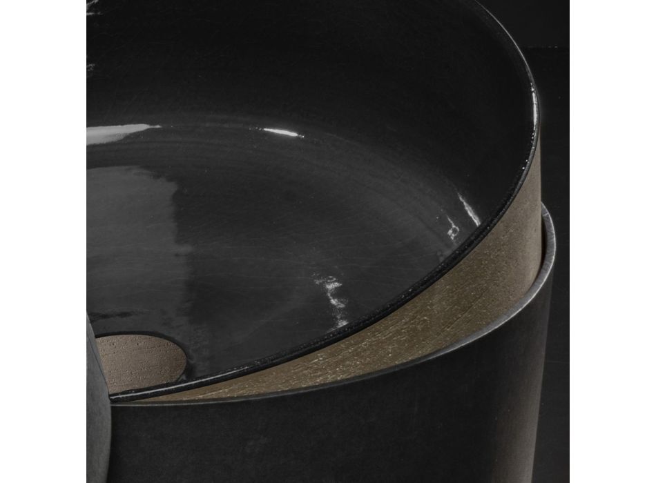 Lavabo sobre encimera negro de lujo en arcilla coloreada Made in Italy - Tatiana Viadurini