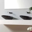 Lavabo moderno de encimera de cerámica con cerámica de color plateado hecho en Italia Glossy Viadurini