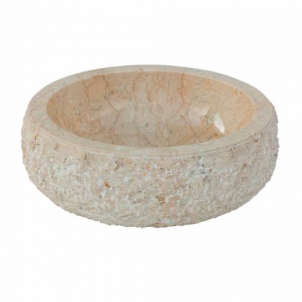Lavabo sobre encimera moderno en piedra natural blanca Lola, pieza única Viadurini