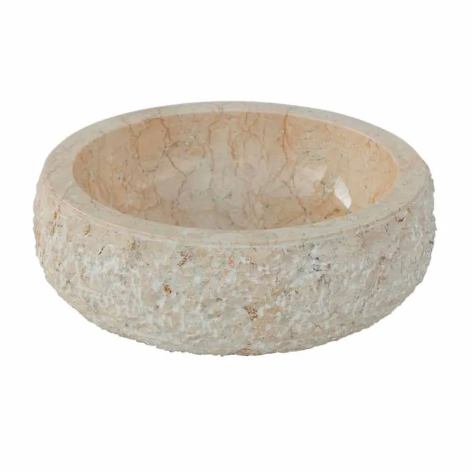 Lavabo sobre encimera moderno en piedra natural blanca Lola, pieza única Viadurini