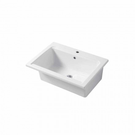 Lavabo moderno de un orificio en cerámica de color blanco o color panameño Viadurini