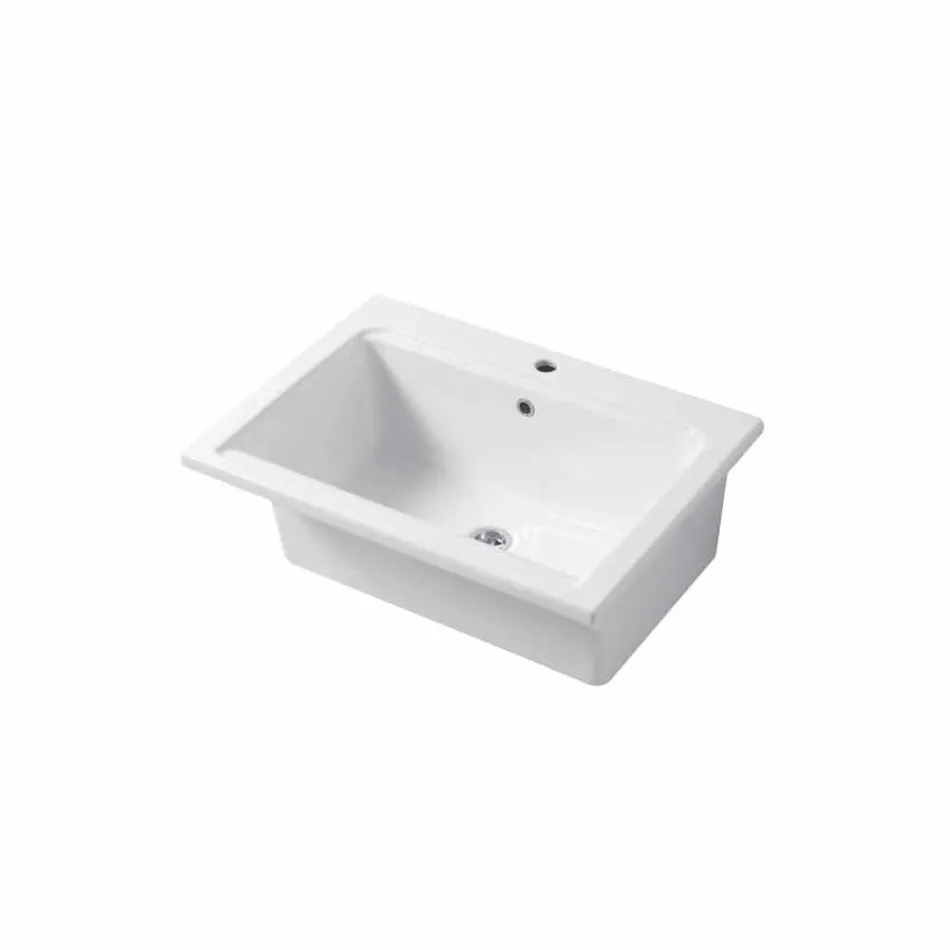 Lavabo moderno de un orificio en cerámica de color blanco o color panameño Viadurini