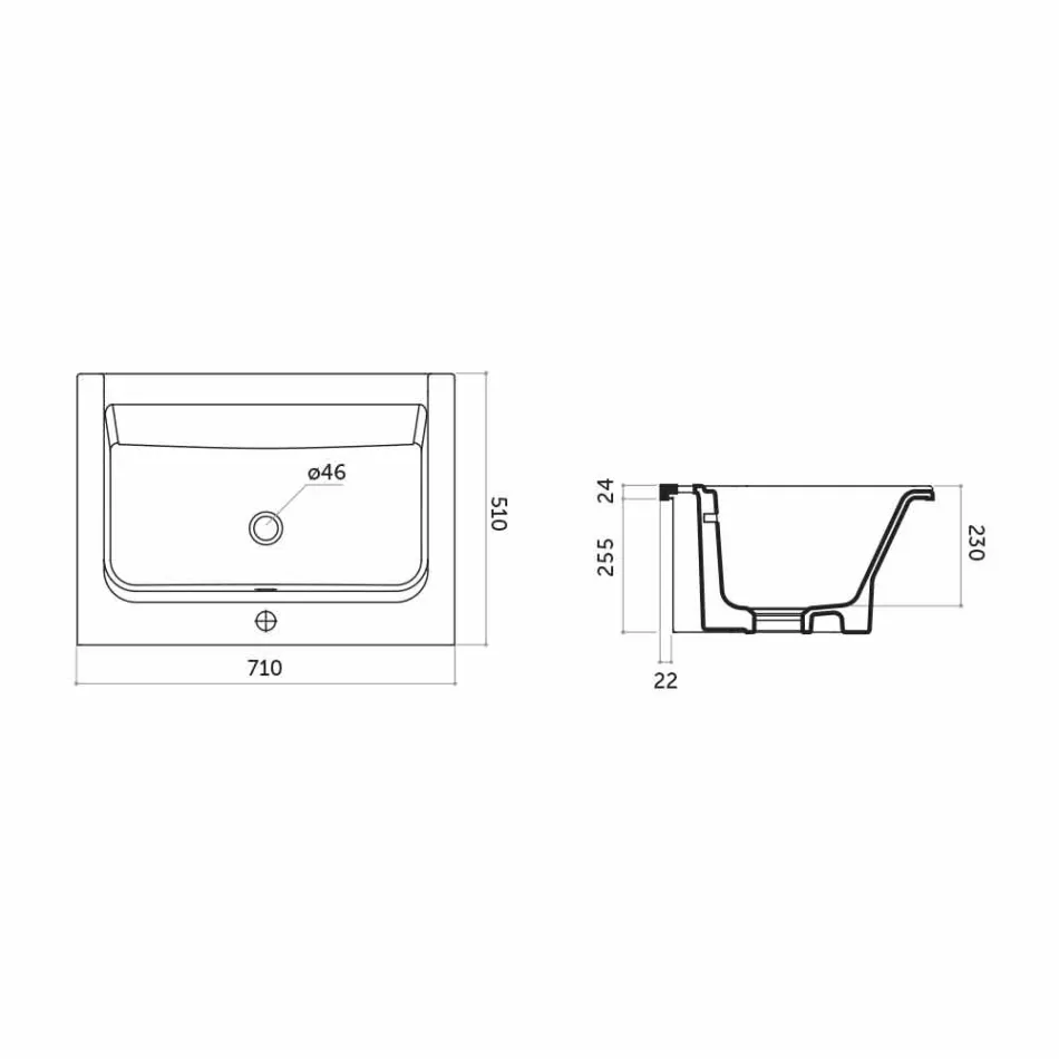 Lavabo moderno de un orificio en cerámica de color blanco o color panameño Viadurini