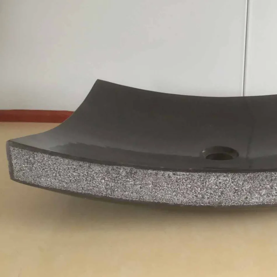 Lavabo de baño negro en piedra natural Love, unique piece Viadurini