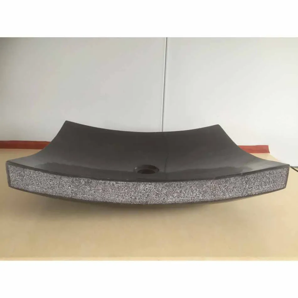 Lavabo de baño negro en piedra natural Love, unique piece Viadurini