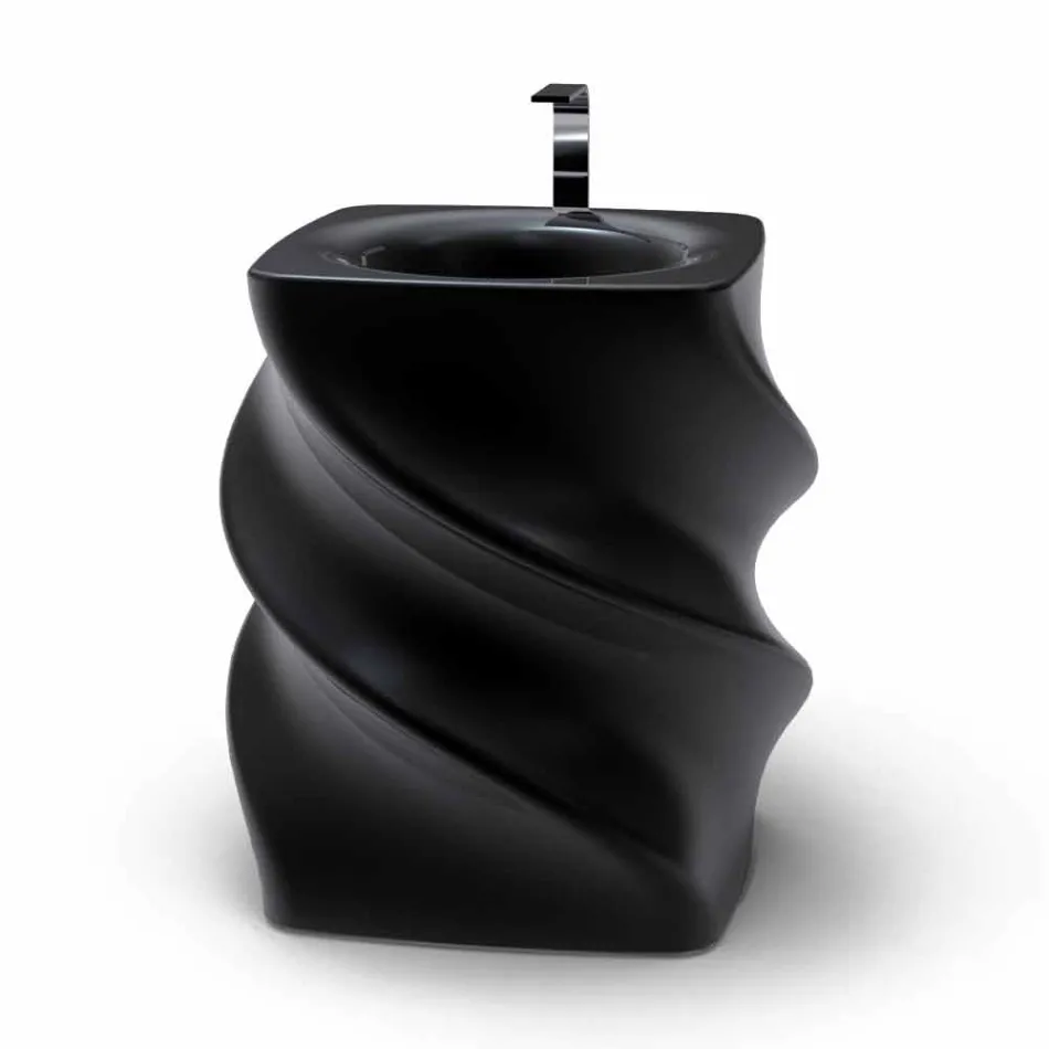 Lavabo de diseño moderno negro lavabo Twist hecho en Italia Viadurini