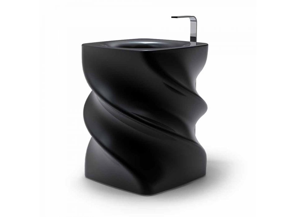 Lavabo de diseño moderno negro lavabo Twist hecho en Italia Viadurini