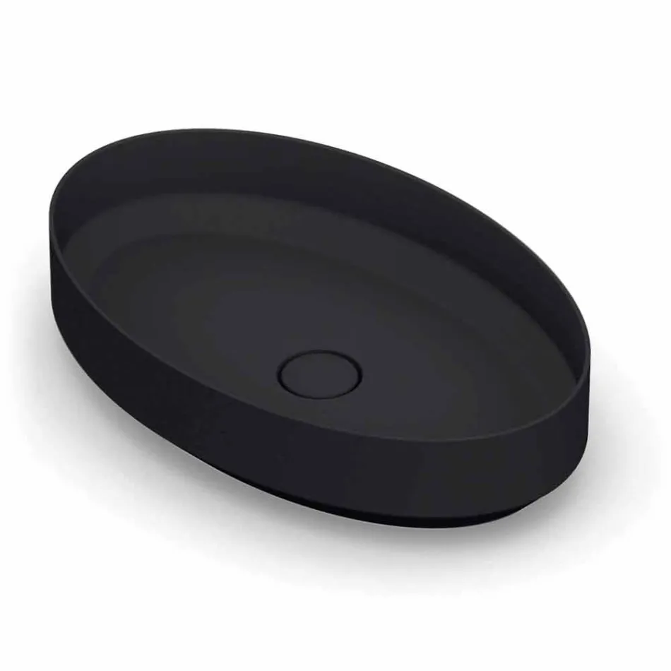 Lavabo sobre encimera óvalo de cerámica hecho en Italia, Yoel Viadurini