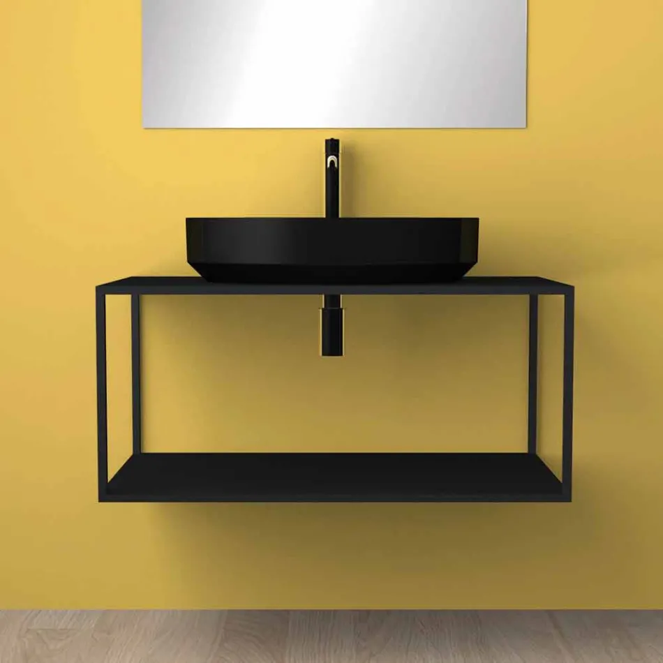 Lavabo sobre encimera óvalo de cerámica hecho en Italia, Yoel Viadurini