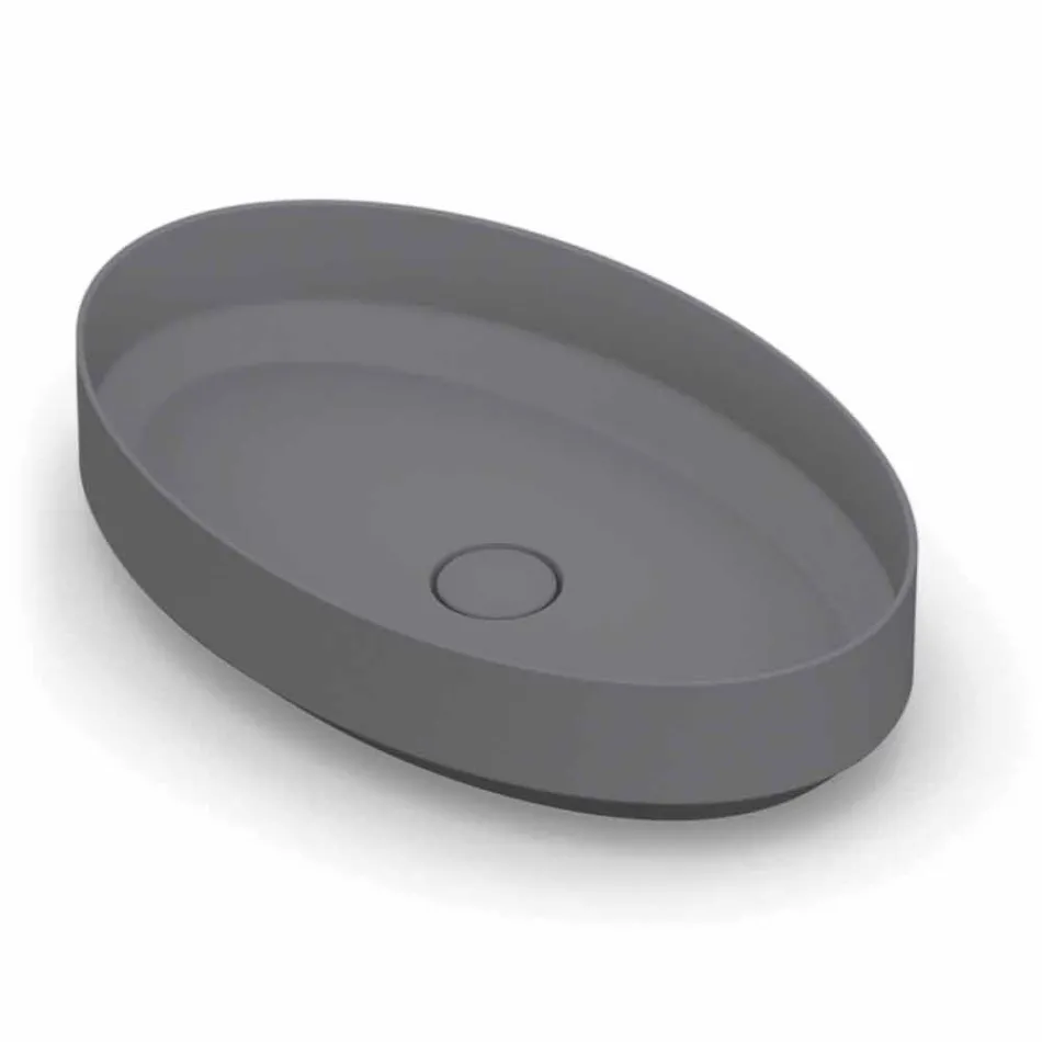 Lavabo sobre encimera óvalo de cerámica hecho en Italia, Yoel Viadurini